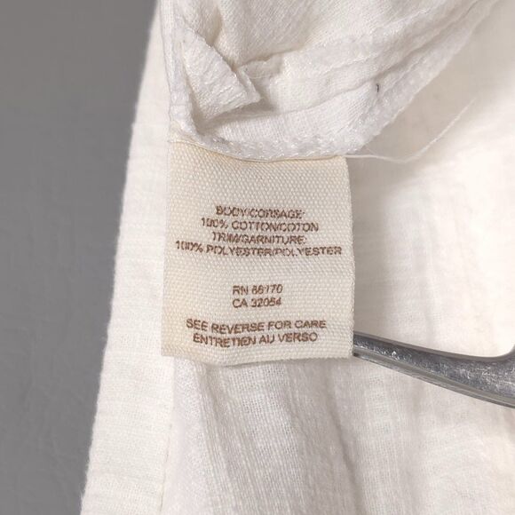 Free People Mini Dress Size 8 White Floral Lace Cap Sleeves Cotton - Picture 10 of 11